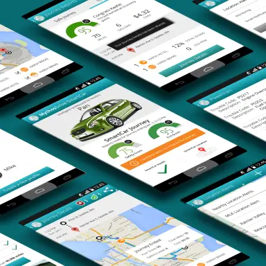 A parade of the screens UpTop designed for Airbiquity