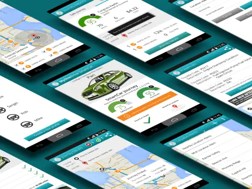 A parade of the screens UpTop designed for Airbiquity