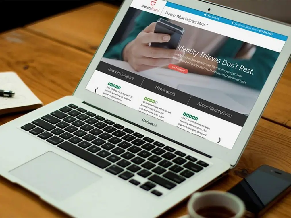 IdentityForce website displayed on a laptop