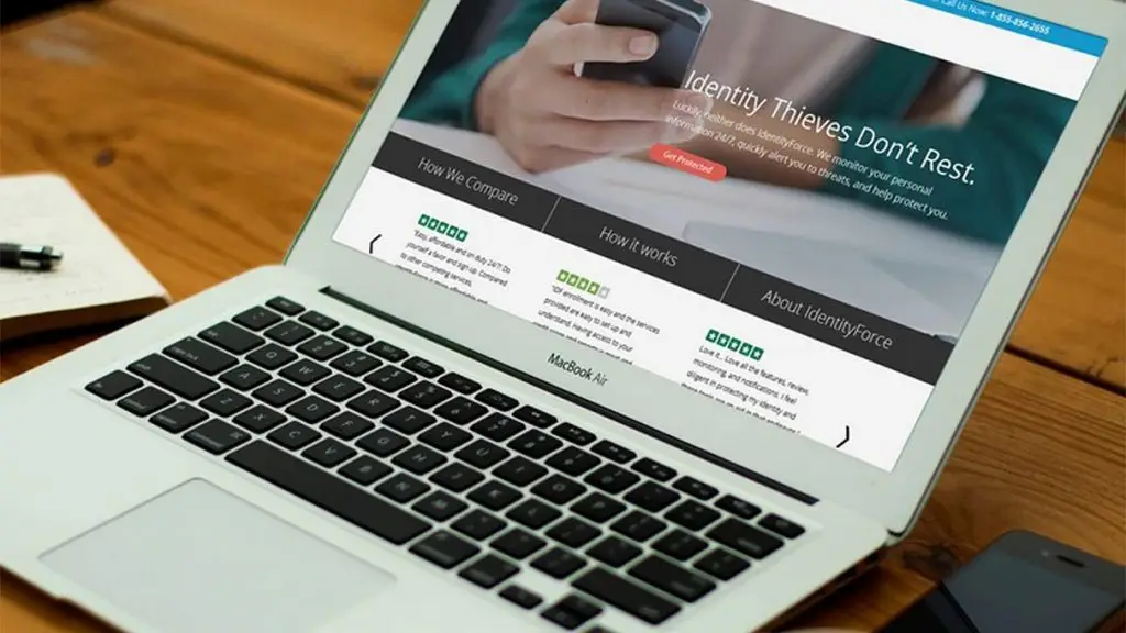 IdentityForce website displayed on a laptop