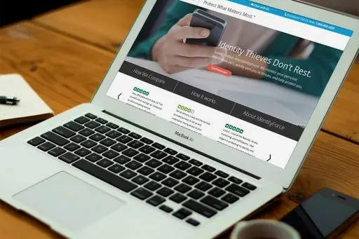 IdentityForce website displayed on a laptop