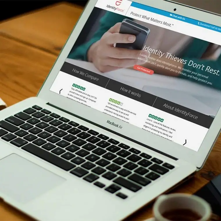 IdentityForce website displayed on a laptop